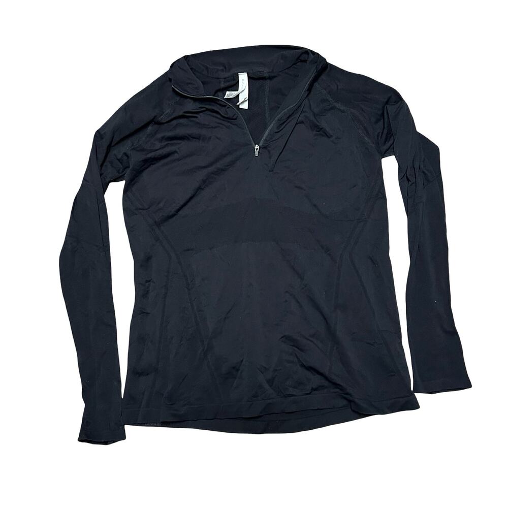 Athleta Momentum Seamless Half Zip Pullover Top Womens XL Black Running Hiking - Picture 2 of 5
